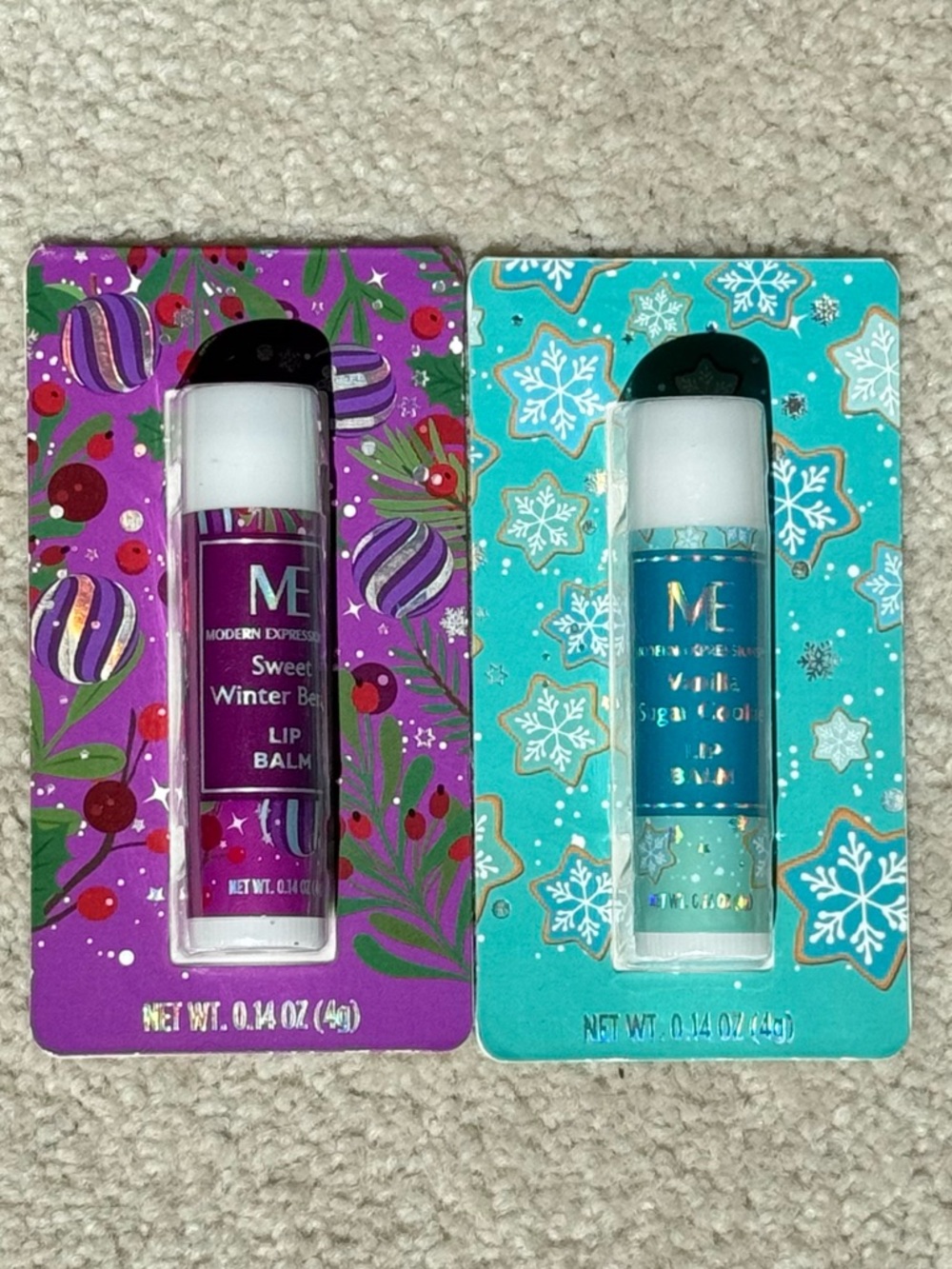 ME Modern Expressions Lip Balm Vanilla Sugar Cookie & Sweet Winter Berry NEW
